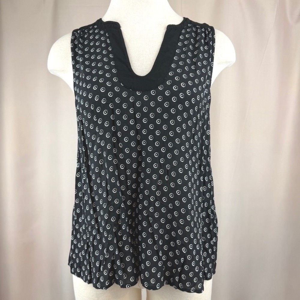 MAEVE Anthro Womens (14) Black V-Neck Tunic Viscose Airy Minimalist Resort Flowy